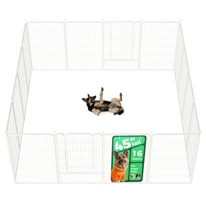 FXW Rollick Unleashed Dog Playpen - Indoor and Outdoor Use, Adjustable Heights (40"/45"/50"), Available in 8 or 16 Panels for Medium and Large Dogs, Black/White - Patented Design, Summervibes