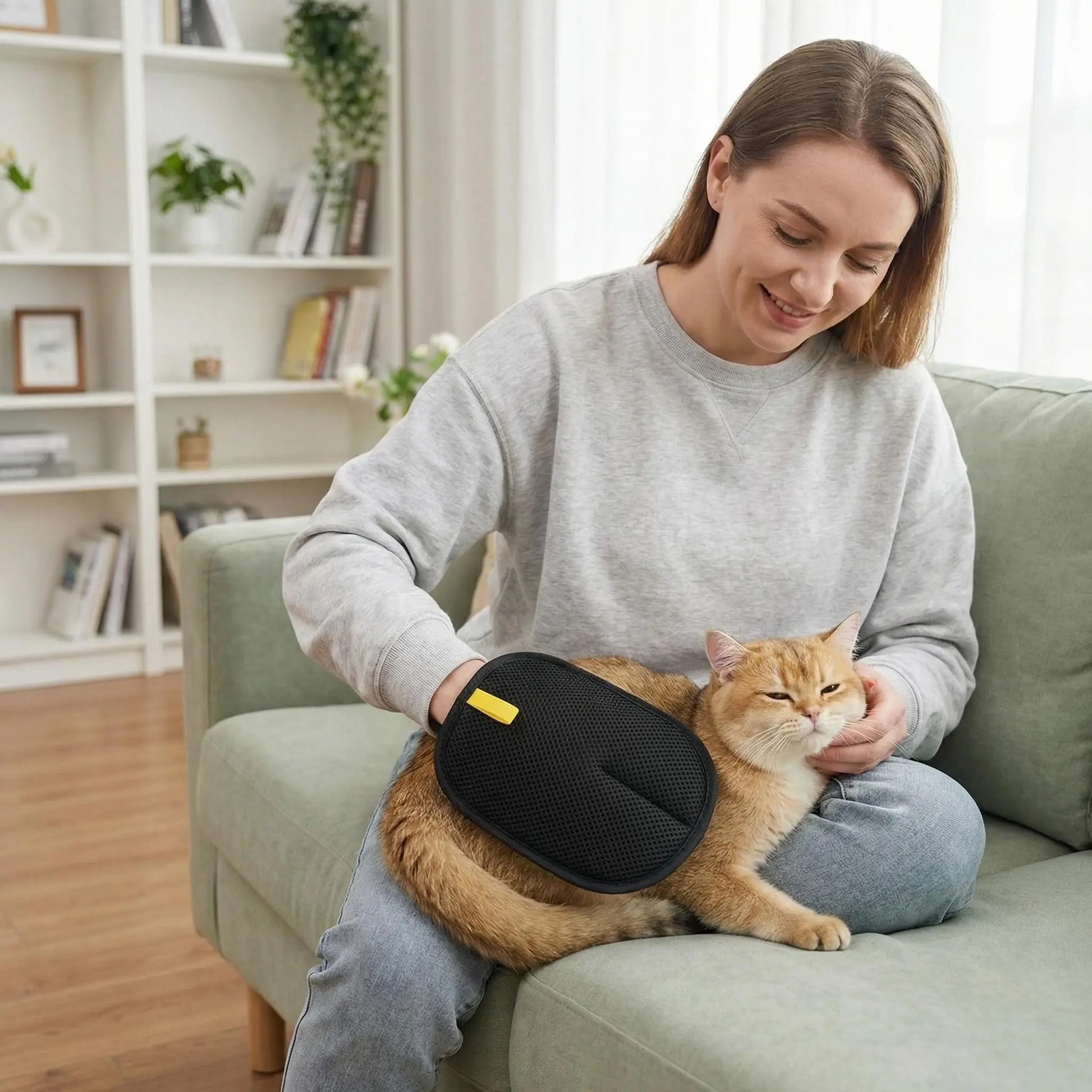 Electrostatic Pet Hair Remover Gloves - Two-Way Brush for Effective Grooming and Cleaning of Cat and Dog Hair - Portable Roller Tool