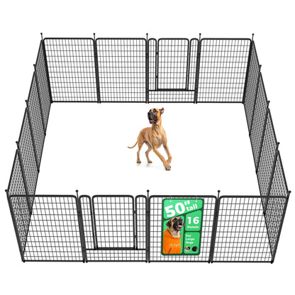 FXW Rollick Unleashed Dog Playpen - Indoor and Outdoor Use, Adjustable Heights (40"/45"/50"), Available in 8 or 16 Panels for Medium and Large Dogs, Black/White - Patented Design, Summervibes