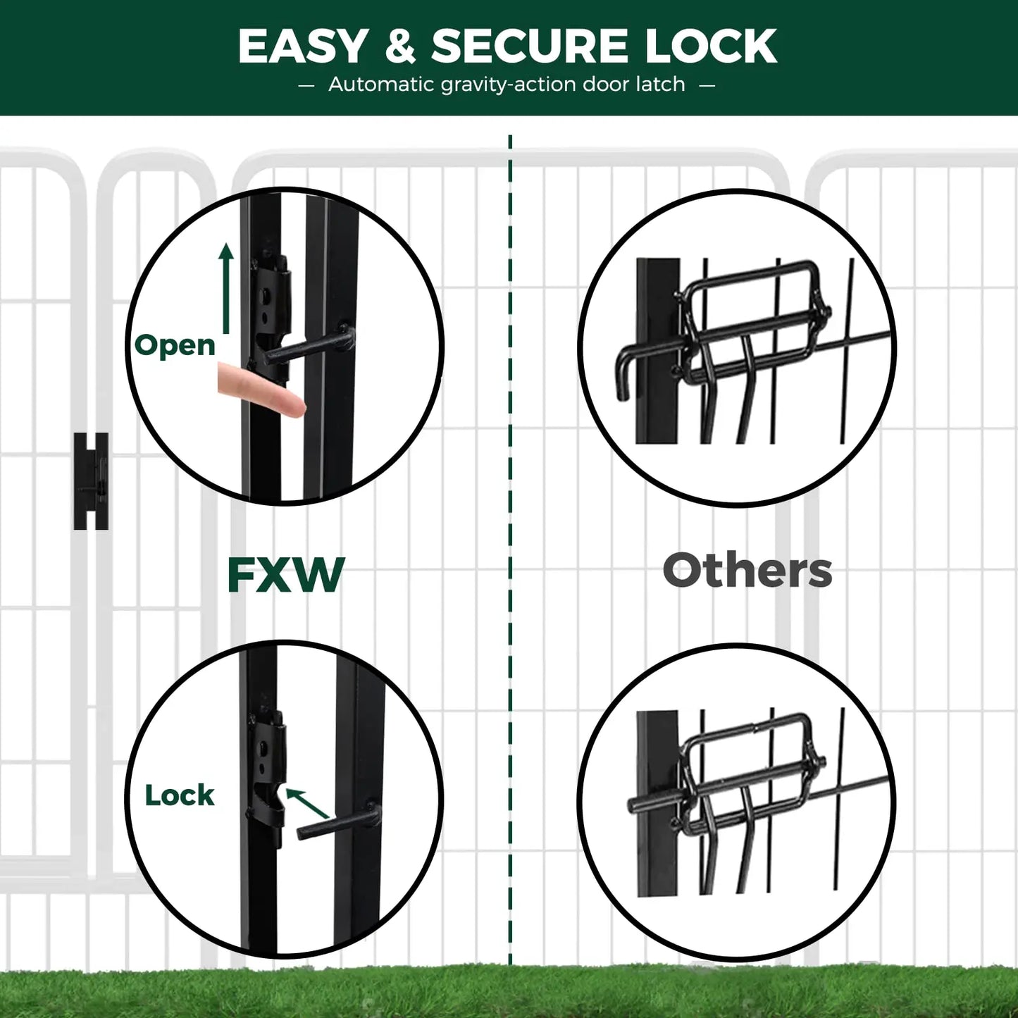 FXW Rollick Unleashed Dog Playpen - Indoor and Outdoor Use, Adjustable Heights (40"/45"/50"), Available in 8 or 16 Panels for Medium and Large Dogs, Black/White - Patented Design, Summervibes