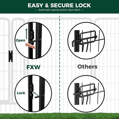 FXW Rollick Unleashed Dog Playpen - Indoor and Outdoor Use, Adjustable Heights (40"/45"/50"), Available in 8 or 16 Panels for Medium and Large Dogs, Black/White - Patented Design, Summervibes