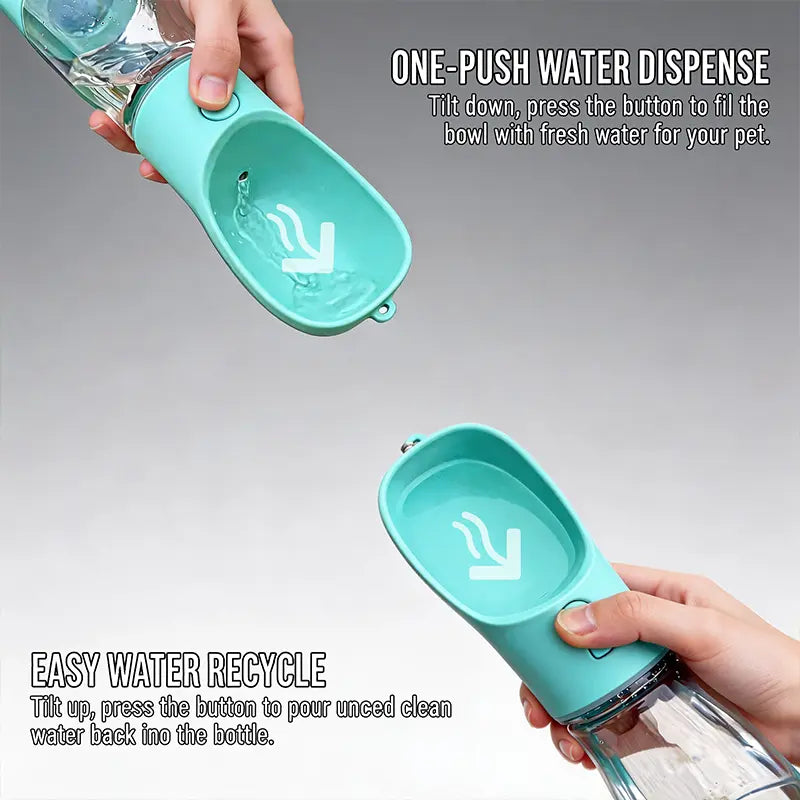 3-in-1 Portable Pet Water Bottle 20 Oz - Leak-Proof Dog Water Container with Poop Bag Dispenser for Travel, Hiking, and Outdoor Activities