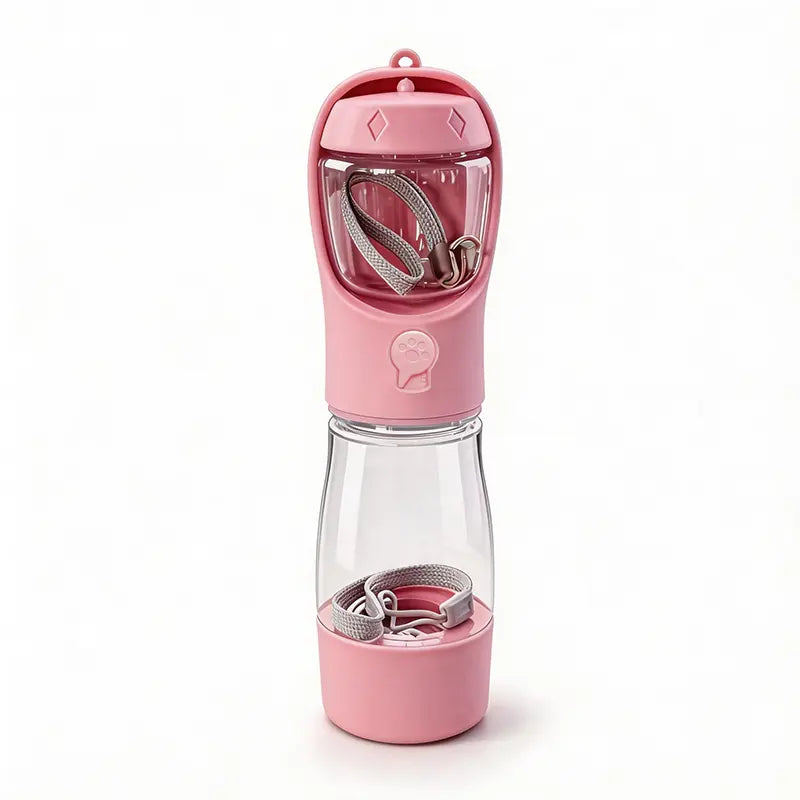 3-in-1 Portable Pet Water Bottle 20 Oz - Leak-Proof Dog Water Container with Poop Bag Dispenser for Travel, Hiking, and Outdoor Activities