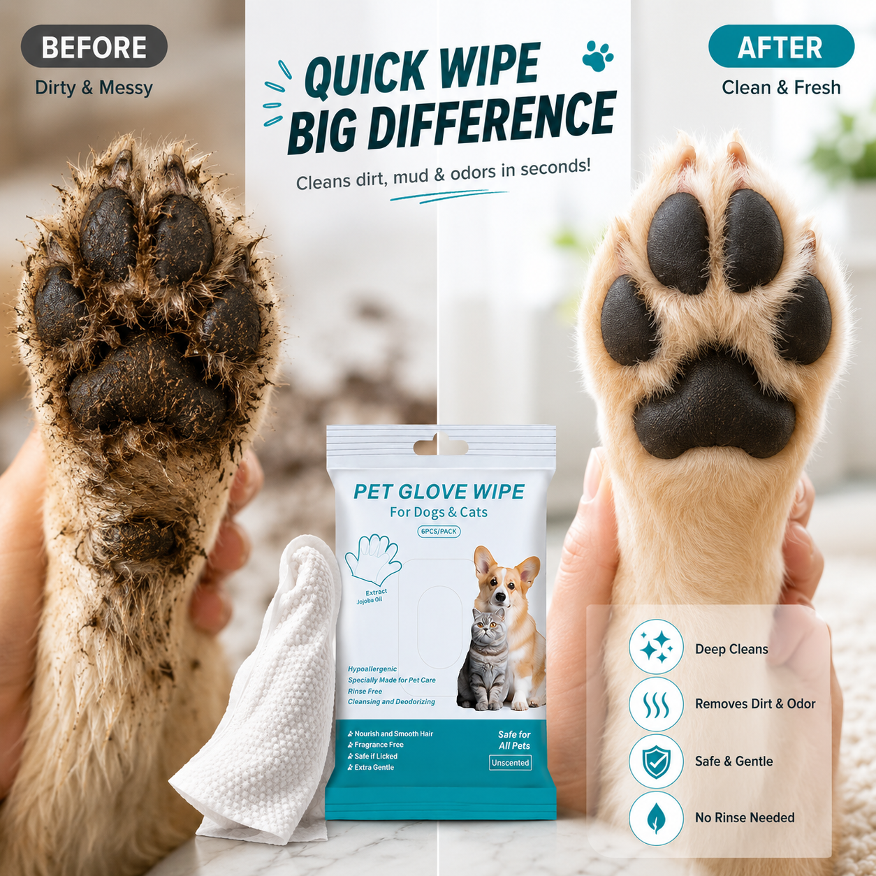Barkera CleanPaw Grooming Gloves