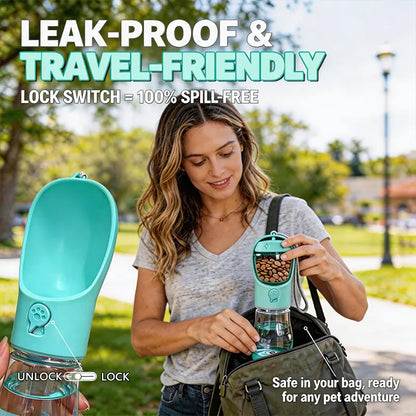 3-in-1 Portable Pet Water Bottle 20 Oz - Leak-Proof Dog Water Container with Poop Bag Dispenser for Travel, Hiking, and Outdoor Activities