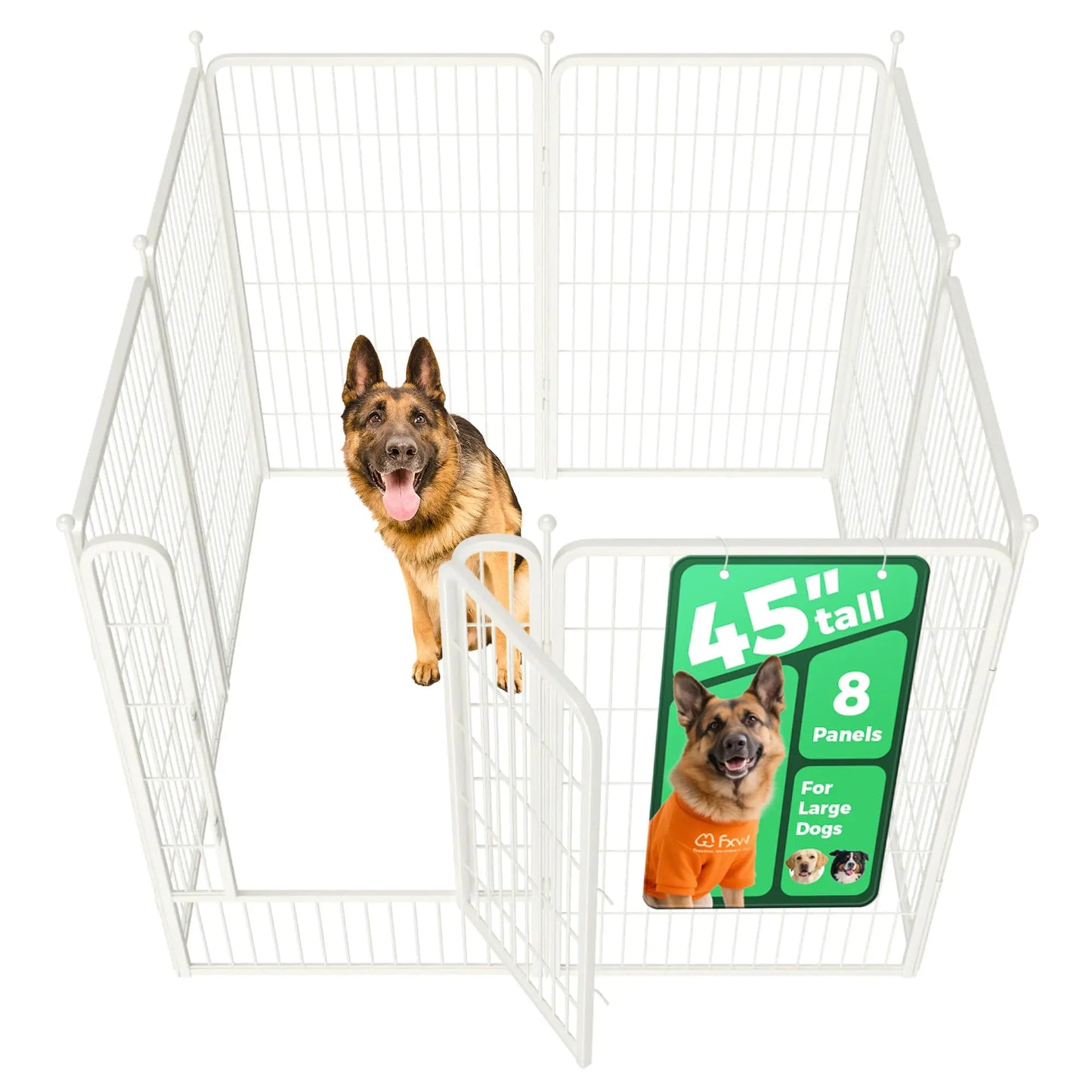 FXW Rollick Unleashed Dog Playpen - Indoor and Outdoor Use, Adjustable Heights (40"/45"/50"), Available in 8 or 16 Panels for Medium and Large Dogs, Black/White - Patented Design, Summervibes