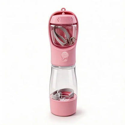 3-in-1 Portable Pet Water Bottle 20 Oz - Leak-Proof Dog Water Container with Poop Bag Dispenser for Travel, Hiking, and Outdoor Activities