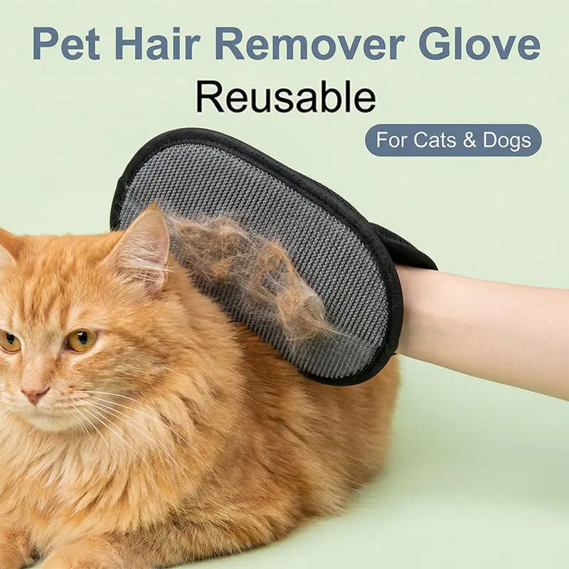 Electrostatic Pet Hair Remover Gloves - Two-Way Brush for Effective Grooming and Cleaning of Cat and Dog Hair - Portable Roller Tool