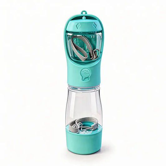 3-in-1 Portable Pet Water Bottle 20 Oz - Leak-Proof Dog Water Container with Poop Bag Dispenser for Travel, Hiking, and Outdoor Activities
