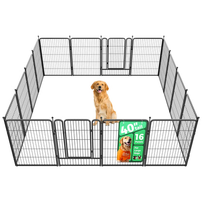 FXW Rollick Unleashed Dog Playpen - Indoor and Outdoor Use, Adjustable Heights (40"/45"/50"), Available in 8 or 16 Panels for Medium and Large Dogs, Black/White - Patented Design, Summervibes