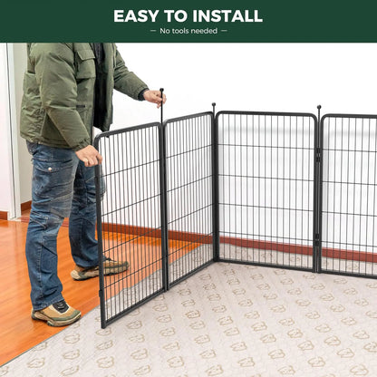 FXW Rollick Unleashed Dog Playpen - Indoor and Outdoor Use, Adjustable Heights (40"/45"/50"), Available in 8 or 16 Panels for Medium and Large Dogs, Black/White - Patented Design, Summervibes