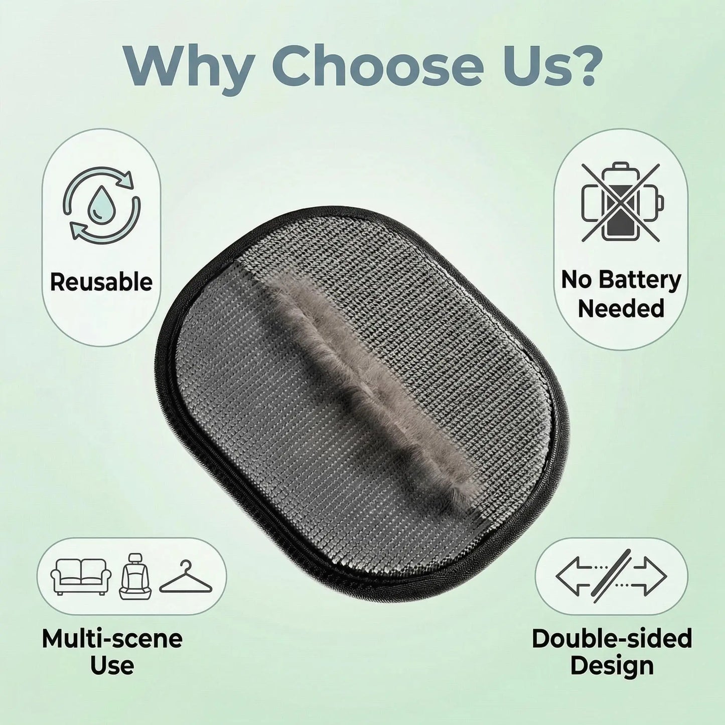 Electrostatic Pet Hair Remover Gloves - Two-Way Brush for Effective Grooming and Cleaning of Cat and Dog Hair - Portable Roller Tool